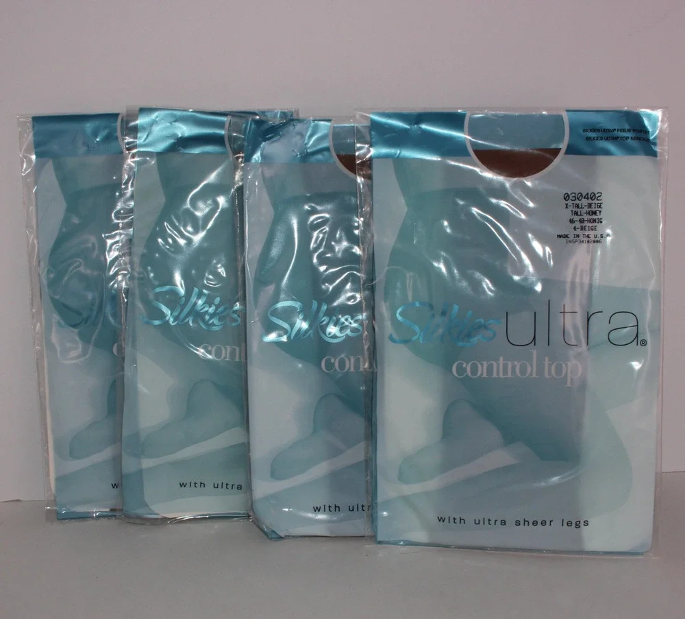 4 Size X-Tall 030402 Vintage Silkies Ultra Control Top Honey Beige Panty Hose
